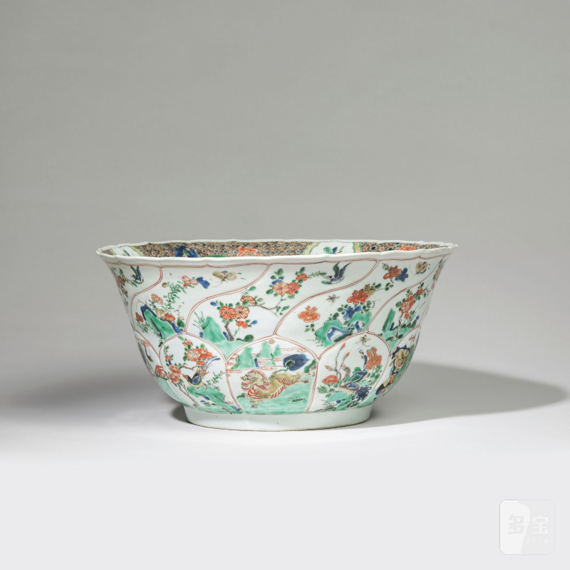 清康熙 五彩花鳥瑞獸圖盌 | GRAND BOL EN PORCELAINE DE LA FAMILLE VERTE - 图6